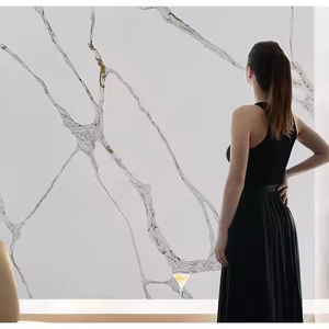 Lujoso Arno Calacatta Estilo moderno Hotel Vanity Tops Durable Artificial Cuarzo Mesa Tops Diseño popular Piedra artificial - Product Image 4