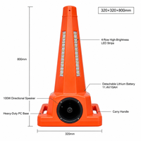 Cône de signalisation routière réfléchissant en PVC/PU avec alarme vocale, batterie de secours 30AH 12H, haut-parleur directionnel 200W, lumières LED clignotantes pour autoroute et tunnel