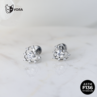 Piercing pour enfant en titane G23 ASTM F136 de qualité implant, avec zircone cubique et cœur doré, à filetage interne, pour cartilage d'oreille, hélix, tragus, conch