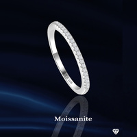 Bague en argent S925 demi-éternité avec moissanite, 19 pierres rondes de 1,3 mm, fine alliance empilable pour femme