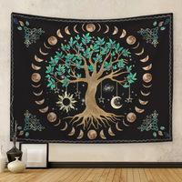 Tapestri Bohemian Hippie yang Dapat Disesuaikan dengan Motif Pohon Kehidupan, Dekorasi Dinding, Kain Latar Belakang Asrama Bergaya Mistik