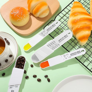 Ensemble de cuillères doseuses réglables – 2-en-1, 5 à 9 mesures dans une seule cuillère – Plastique, sans BPA – pour ingrédients secs et liquides – Kitc - Product Image 4