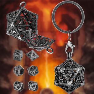 Nuovi Dadi Poliedrici in Metallo Argentato Stile Drago Retrò Personalizzati 2025, Portachiavi D4/D6/D8/D10/D12 D20, Giocattoli Promozionali da Viaggio - Product Image 5