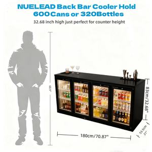 Nuevead-Estantes de acero inoxidable para encimera, refrigerador de barra trasera con pantalla digital de 416L, con cuatro puertas de cristal, energía eficiente, de acero inoxidable - Product Image 2