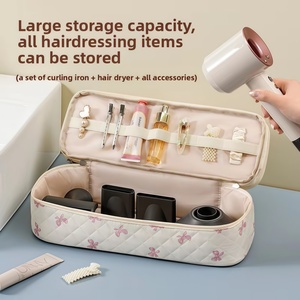 Sac de rangement matelassé en coton doux pour sèche-cheveux, avec fermeture éclair, grande capacité, pochette cosmétique mignonne, personnalisable avec logo, faible MOQ, pour l'exportation 2026 - Product Image 2