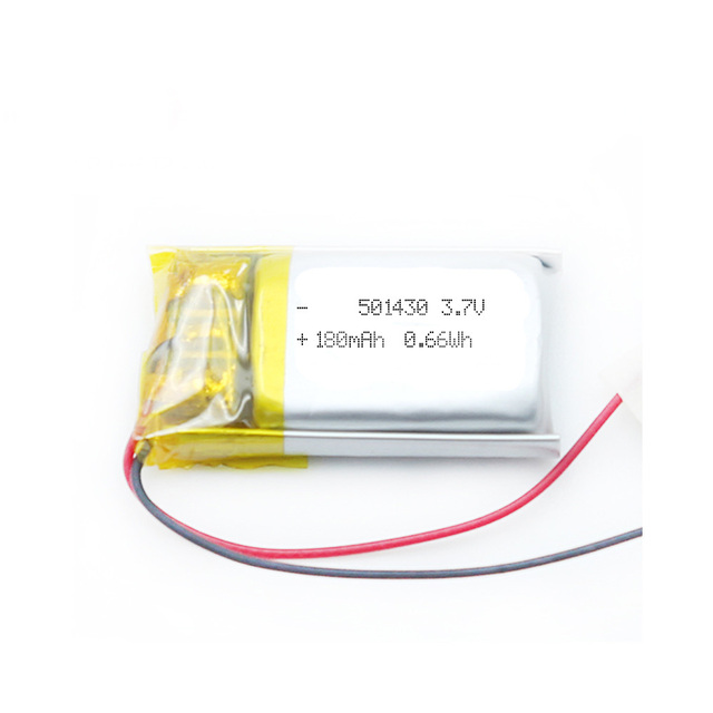 Rechargeable 180mAh 3.7V 501430 Li-ion Pouch Battery Ultra Small for Mini Wearables Devices Made of Lithium Polymer