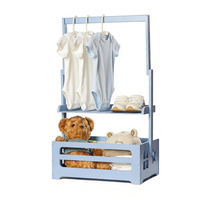 Boîte de rangement pour révélation du sexe du bébé, présentoir en bois pour vêtements de bébé, organisateur de placard de chambre d'enfant avec tringle suspendue, étagère et caisse à jouets
