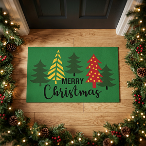 Tapis antidérapant tapis couleur verte avec des conceptions de Noël d'arbre joyeux Noël paillasson en relief paillasson pour la maison à la vente en gros - Product Image 4