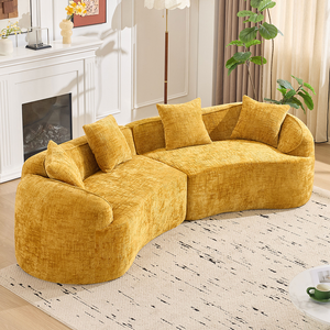 <b>Yellow</b> Curved Compressed Sofa Set Modern Nordic-style Sectional Design with <b>Sponge</b> Filling Modular for Living Room Comfort - Product Image 1
