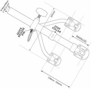 ウィッシュボーンホルダー 調整可能なアウトリガー マウントベース 1 7/8インチ/47.8mm。 または1-1/2インチ/38mmポールステンレス鋼SS316 - Product Image 6
