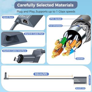 <strong>Starlink</strong> <strong>Ethernet</strong> <strong>Adapter</strong> V2 Gen2 to RJ45 Gigabit <strong>Ethernet</strong> for Fast &amp; Stable Wired External Network Connection, Outdoor Grey - Product Image 5