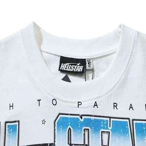 เสื้อยืดแขนสั้นพิมพ์ลายตัวอักษร Hell Beauty Star สไตล์เรโทรแนวสตรีทแฟชั่นหลวมๆ สำหรับผู้ชายและผู้หญิง ผ้าฝ้ายแท้ ใส่สบายในฤดูร้อน - Product Image 3