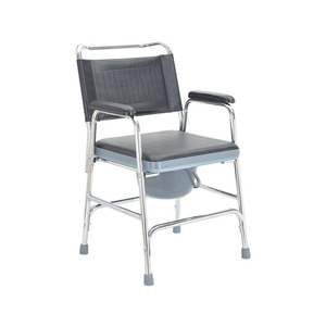 Portable Toilet Chair Stainless Steel Electroplated For Elderly And Pregnant Women With Armrests And <b>Backrest</b> - Product Image 1