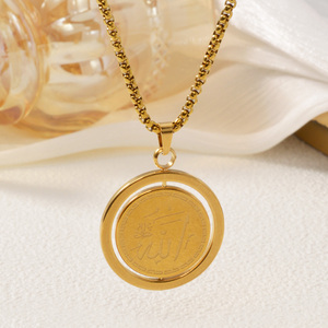 luxurious solid elegant spinning wholesale unisex fashion pendants custom stainless steel <b>locket</b> 18k <b>gold</b> <b>chain</b> necklace pendant - Product Image 2
