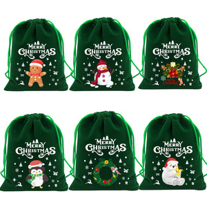 Pochette en velours vert doux <span class=keywords><strong>de</strong></span> luxe pour bijoux, sacs en velours personnalisés avec cordon <span class=keywords><strong>de</strong></span> serrage, sacs cadeaux anti-poussière, emballage cosmétique pour Noël - Product Image 2
