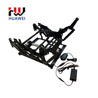 Mécanisme de fauteuil inclinable électrique avec cadre métallique, moteur, adaptateur secteur et quincaillerie multi-liens pour fauteuil inclinable pliant en fer