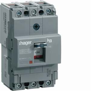 HHA100H ปรับแต่งได้ด้วยเซอร์กิตเบรกเกอร์แบบหล่อขึ้นรูปของ Hagers รุ่น h3 x160 TM 3P 25kA 100A - Product Image 1