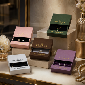 Caja de joyería de lujo personalizada, caja de papel con cajones para anillos y collares con logotipo personalizado - Product Image 1