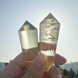 Kristal Vogel Tibet Alami Ukiran Tangan Dua Sisi Kristal Citrine Penyembuhan Tongkat Kuarsa Berujung Ganda - Product Image 2
