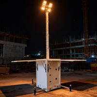 Torre de Paneles Solares Móvil Impermeable, 4 Paneles Solares de 350W, Controlador MPPT de 60A, Batería de 4x150Ah, Galvanizado en Frío para Uso Público