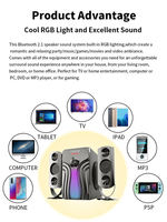 Altavoces de computadora de 2.1 canales con subwoofer, altavoz RGB para juegos para PC, computadora de escritorio y portátil con BT, USB, AUX y control remoto