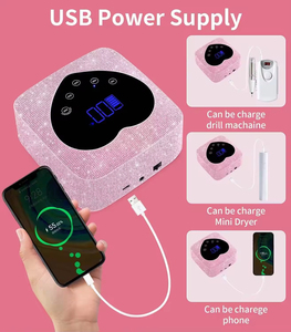 72W AB Pink Rhinestone UV LED Nail <b>Lamp</b> Cordless Rechargeable Gel Polish Dryer for Professional Salon - Product Image 5