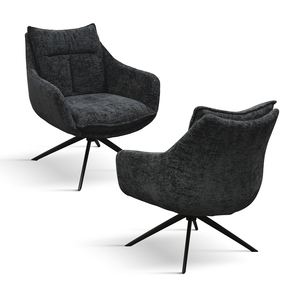 Fauteuil Vittoria en tissu noir avec base en métal pour salon intérieur - Product Image 2