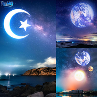 Lampe LED de projection Terre-Lune rustique 2-en-1 pour chambre à coucher, projecteur USB rotatif à 360° de ciel étoilé chaud, veilleuse