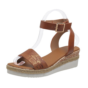 Sandalias de cuña de verano, Sandalias romanas con plataforma y correa de hebilla para Mujer, Sandalias antideslizantes de fondo grueso con punta abierta para Mujer de talla grande 36-43 - Product Image 6