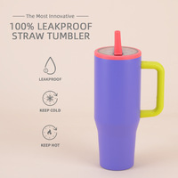 Gobelet isotherme en acier inoxydable à double paroi de 1200 ml avec poignée et paille, maintien thermique de 6 à 12 heures, compatible porte-gobelet de voiture