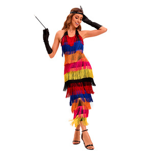 Falda de flecos arcoíris para mujer Portia, disfraz sin espalda para actuaciones escénicas, talla única para adulto, número de pieza 8031, fuente transfronteriza - Product Image 4