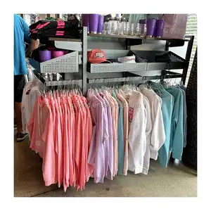 Customized Supermarket Gondola Shelves Clothing Store 4 Way Apparel Garment Display Rack For Clothes