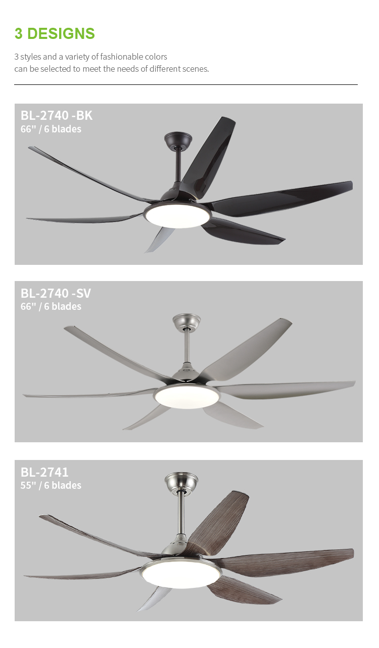 Breezelux black color ABS blades home decorative smart ceiling fan with remote control