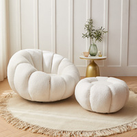 Fauteuil de salon minimaliste nordique en velours de luxe, canapé individuel, fauteuil paresseux, pouf