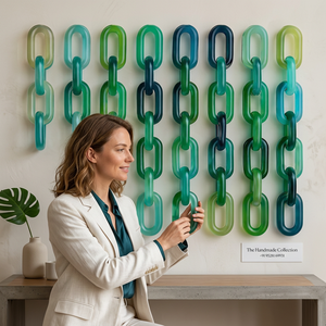 Escultura de Pared de Resina Hecha a Mano, Forma Irregular, Patrón de Espiral, Decoración Moderna para el Hogar, Degradado Verde Azul Artístico - Product Image 1