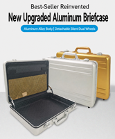 Valise de transport carrée en aluminium argenté ou doré Tripshow OEM, mallette de bureau, porte-documents, avec serrure TSA, capacité 15,5 L, multi-compartiments