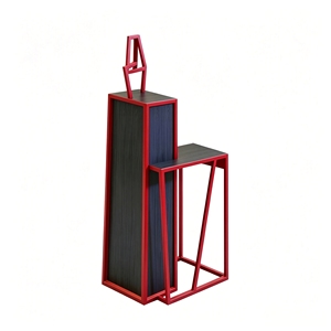 Expositor metálico de pie con forma especial, soporte de suelo con marco geométrico para productos de peluquería - Product Image 2