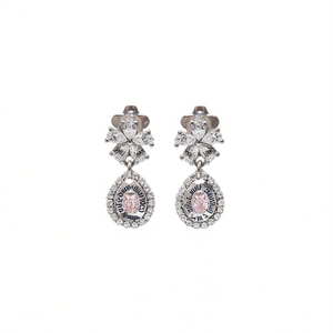 Elegantes Pendientes Colgantes Ovalados de Diamante Rosa con Engaste de Plata 925, Joyería Clásica para Bodas de Mujer - Product Image 1