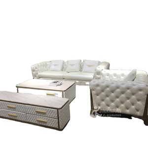 Meubles de luxe modernes, canapé rembourré doux, ensemble de canapés italiens, <span class=keywords><strong>chesterfield</strong></span>, <span class=keywords><strong>321</strong></span> places, canapé en cuir blanc avec boutons - Product Image 2