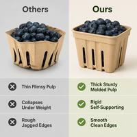 Conteneur en carton kraft brun écologique jetable pour fruits de la ferme 95x95x43mm – Transporteur de baies