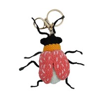 Porte-clés en peluche insecte mignon, pendentif de sac en crochet, breloque insecte de dessin animé, poupée en peluche araignée, coccinelle, abeille