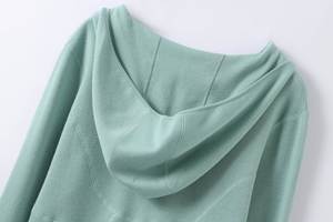 Otoño nuevo estilo 100% lana <span class=keywords><strong>fina</strong></span> <span class=keywords><strong>mujer</strong></span> <span class=keywords><strong>cremallera</strong></span> gorra <span class=keywords><strong>fina</strong></span> suéter Casual <span class=keywords><strong>sudadera</strong></span> de punto con capucha venta directa de fábrica - Product Image 2