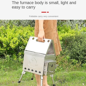 Poêle <span class=keywords><strong>à</strong></span> <span class=keywords><strong>bois</strong></span> de jardin <span class=keywords><strong>extérieur</strong></span> pour le camping Poêle <span class=keywords><strong>à</strong></span> <span class=keywords><strong>bois</strong></span> en acier inoxydable pour barbecue avec capacité de chaleur élevée - Product Image 4