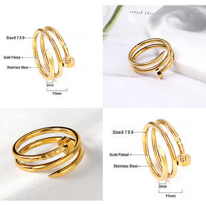 Combinación de estrellas Anillo de acero de titanio para uñas con personalidad europea y americana para parejas masculinas y femeninas Índice clásico sin diamantes F - Product Image 2