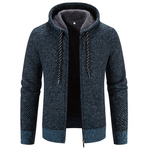 Sweat-shirt à capuche zippé pour <span class=keywords><strong>homme</strong></span>, décontracté, à manches longues, entièrement zippé, doublé en polaire sherpa, cardigan en tricot avec poches - Product Image 2