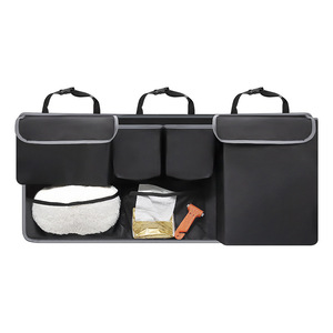 Bolsa de almacenamiento para respaldo de asiento de coche, organizador de múltiples compartimentos de tela Oxford 40L 600D para uso en el maletero interior del coche, color negro - Product Image 5
