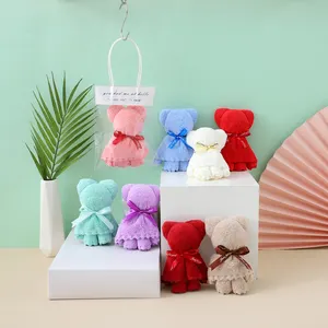 Cute Coral Fleece Plush Bear Towel Creative Animal Custom 30*40cm Size Gift Hand Towel