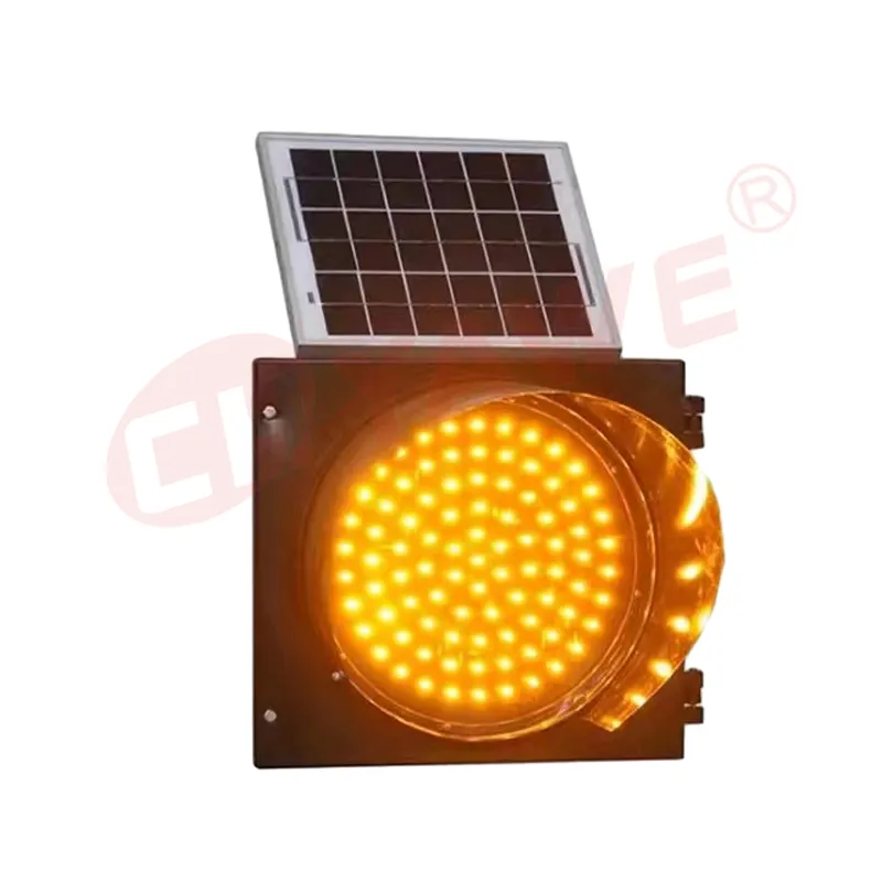 CE Road safety traffic solar panel Warning light Yellow color one both color flasher traffic signals light