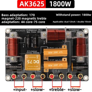 ครอสโอเวอร์เน็ตเวิร์ค AK3625 แบบ 2 ทาง สำหรับระบบเสียงไฮไฟ ตัวแบ่งความถี่เสียงคู่ 12-15 นิ้ว 1000 วัตต์ ลำโพงโลหะสีดำ สำหรับเสียงแหลม/เสียงเบส 2 ทาง พร้อมอุปกรณ์เสริม - Product Image 6