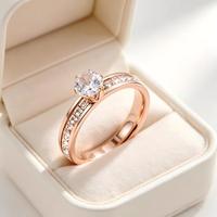 Bague en Acier Inoxydable en Gros avec Zircon Cubique Rond, Pierre Centrale de 6 mm, Sertie en Canal, pour Femme, en Stock, Bague Tendance